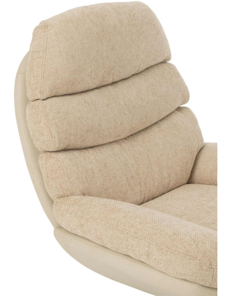 Fauteuil relax avec repose-pieds tissu beige grisé Lunéor