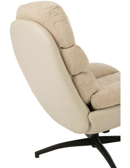 Fauteuil relax avec repose-pieds tissu beige grisé Lunéor