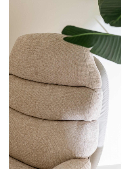 Fauteuil relax avec repose-pieds tissu beige grisé Lunéor