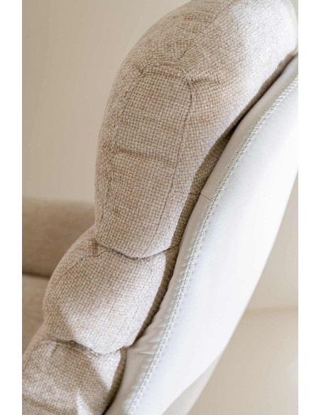 Fauteuil relax avec repose-pieds tissu beige grisé Lunéor