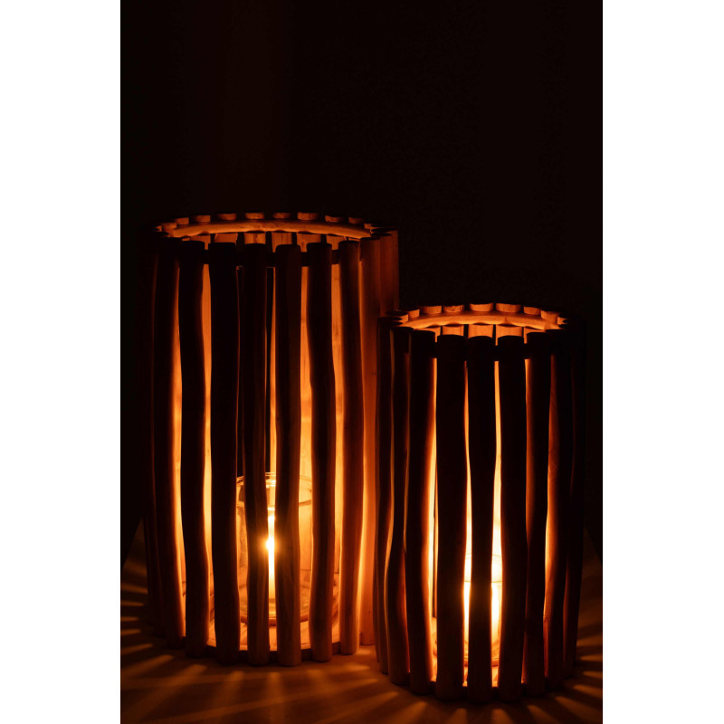 Lot de 2 lanternes en teck naturel 50...