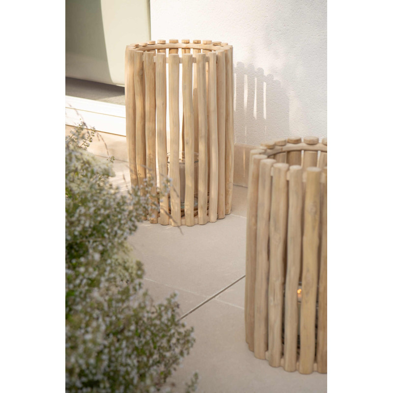 Lot de 2 lanternes en teck naturel 50...