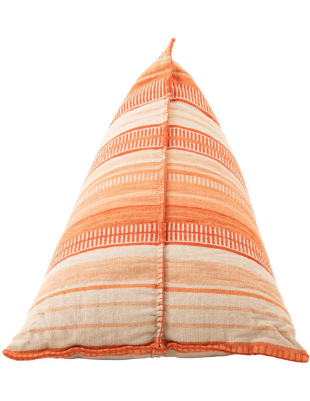 Pouf poire coton rayé orange écru Soléane