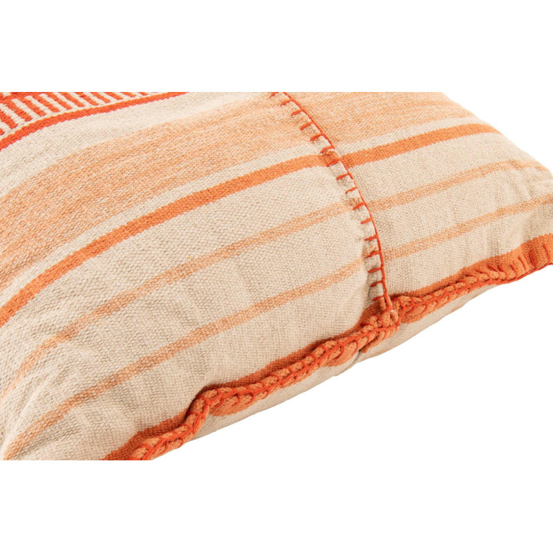 Pouf poire coton rayé orange écru...