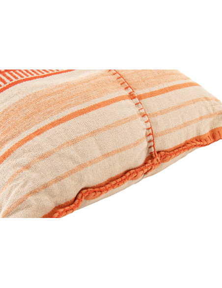 Pouf poire coton rayé orange écru Soléane