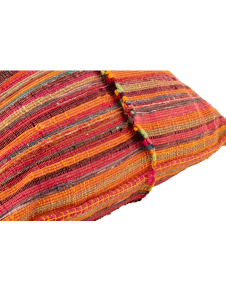 Pouf poire coton rayé orange rose 150 cm Soléane