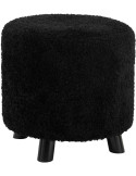Pouf rond effet mouton noir 42 cm Sheep