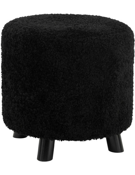 Pouf rond effet mouton noir 42 cm Sheep