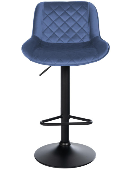 Tabouret de bar velours bleu réglable Kavala