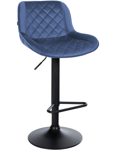 Tabouret de bar velours bleu réglable Kavala