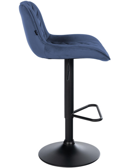 Tabouret de bar velours bleu réglable Kavala