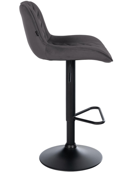 Tabouret de bar velours noir réglable Kavala