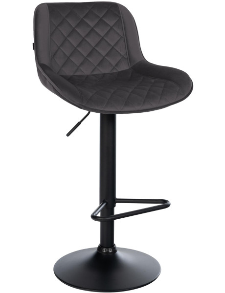 Tabouret de bar velours noir réglable Kavala