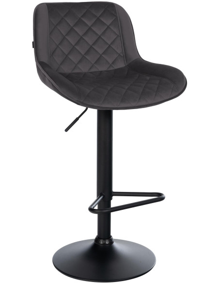 Tabouret de bar velours noir réglable Kavala