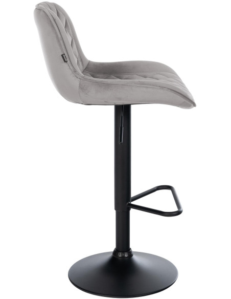 Tabouret de bar velours gris clair réglable Kavala