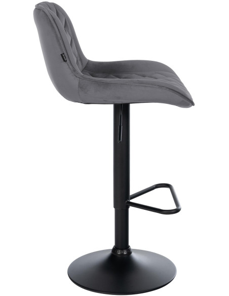 Tabouret de bar velours gris anthracite réglable Kavala