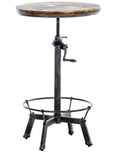 Table haute réglable bois métal Ø59 cm Rovello