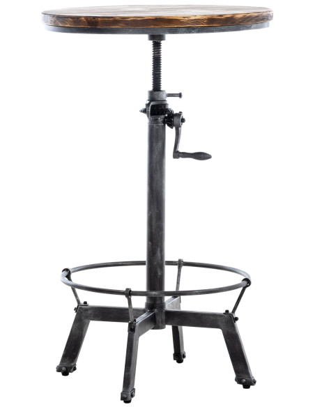 Table haute réglable bois métal Ø59 cm Rovello