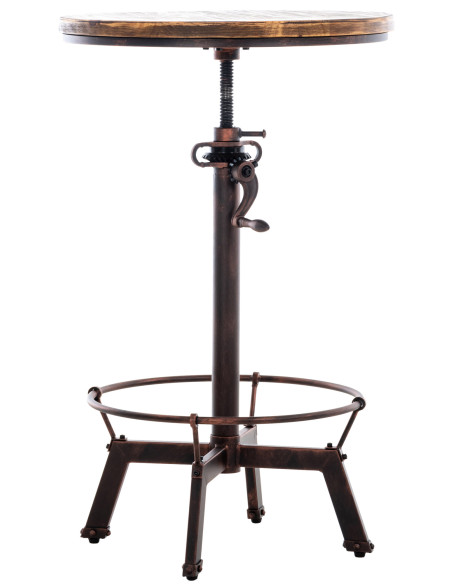 Table haute réglable Ø59 cm bois et métal bronze Rovello