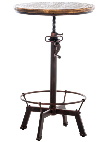 Table haute réglable Ø59 cm bois et métal bronze Rovello