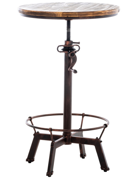 Table haute réglable Ø59 cm bois et métal bronze Rovello