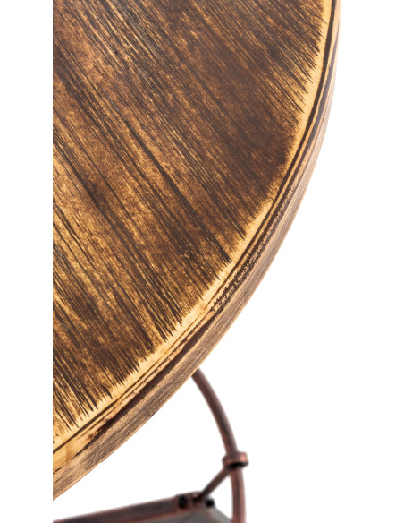 Table haute réglable Ø59 cm bois et métal bronze Rovello