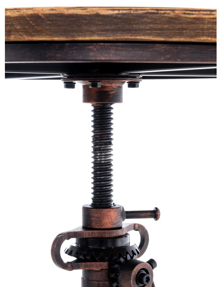 Table haute réglable Ø59 cm bois et métal bronze Rovello