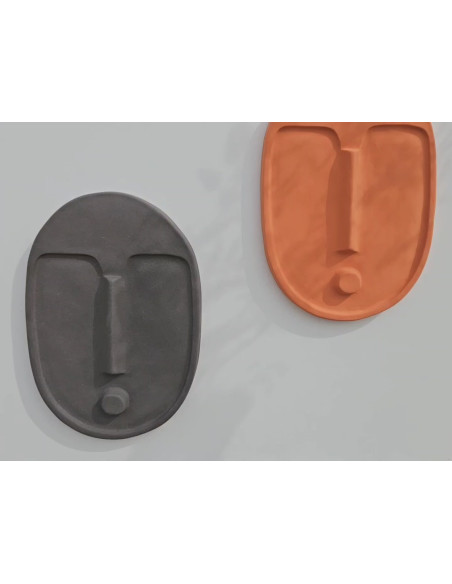 Masque mural céramique terracotta 28 cm Mask