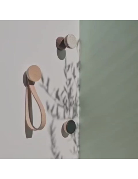 Patère murale bois hêtre naturel 5 cm Knob Round