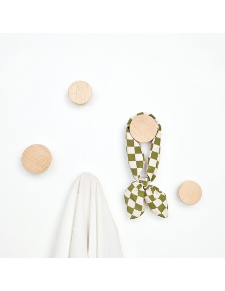 Patère murale bois hêtre naturel 5 cm Knob Round