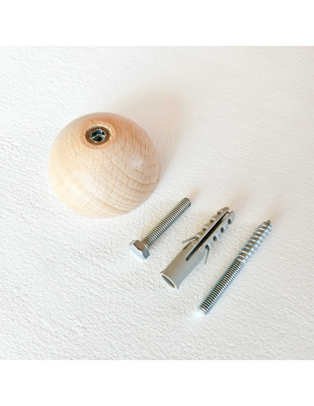 Patère murale bois hêtre naturel 5 cm Knob Round