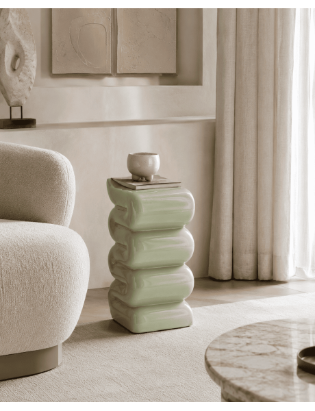 Table d’appoint vert sauge fibre de verre 30 x 30 x 56 cm Miréa  - 2