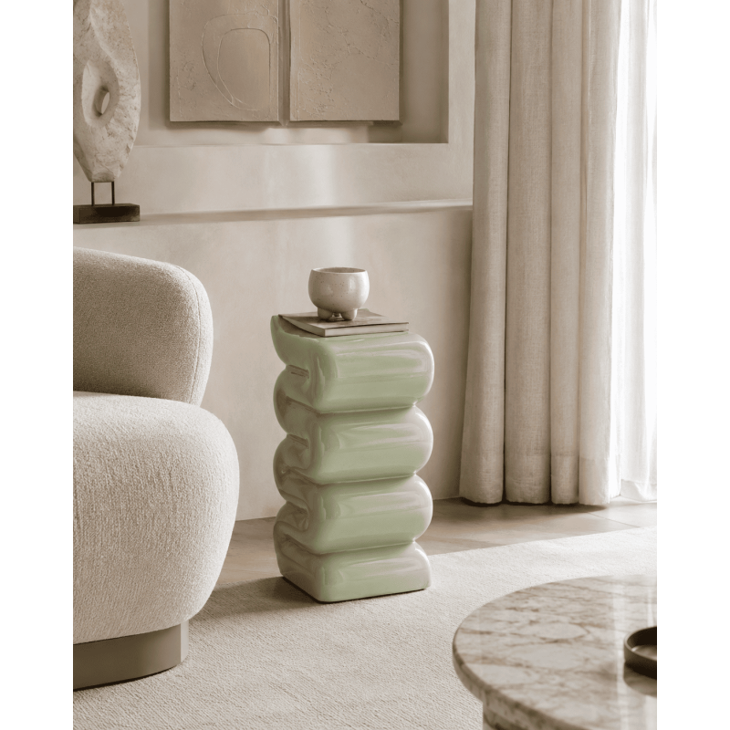 Table d’appoint vert sauge fibre de...