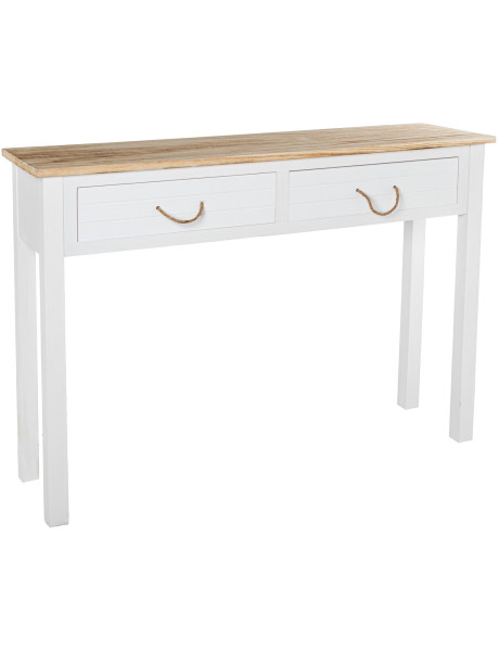 Console d’entrée blanc et bois 2 tiroirs 110 x 30 x 81 cm...