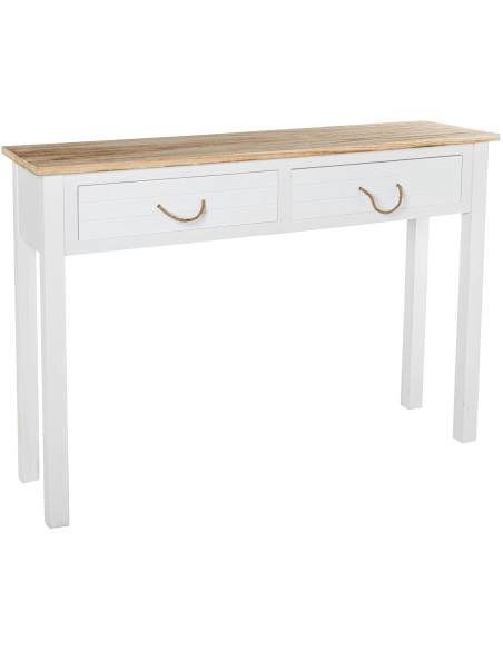 Console d’entrée blanc et bois 2 tiroirs 110 x 30 x 81 cm Clairval