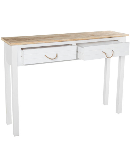 Console d’entrée blanc et bois 2 tiroirs 110 x 30 x 81 cm Clairval
