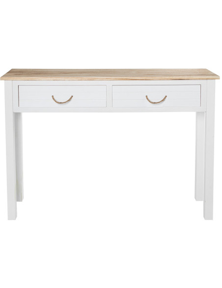Console d’entrée blanc et bois 2 tiroirs 110 x 30 x 81 cm Clairval