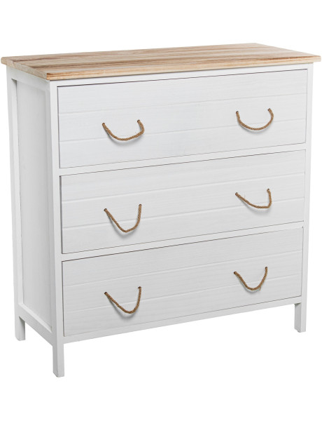 Commode blanc et bois 3 tiroirs Clairval