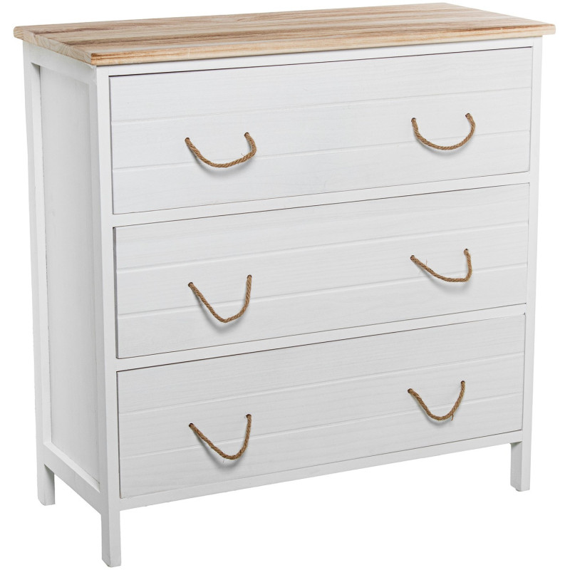 Commode blanc et bois 3 tiroirs Clairval