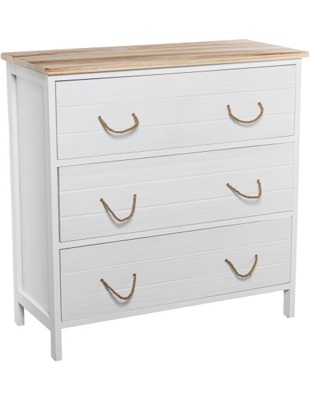Commode blanc et bois 3 tiroirs Clairval