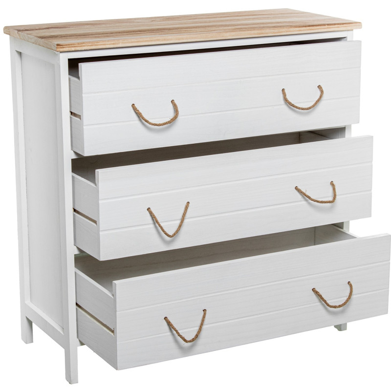 Commode blanc et bois 3 tiroirs Clairval
