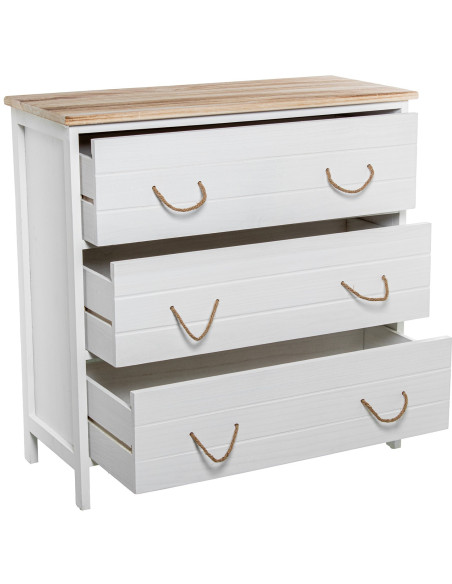 Commode blanc et bois 3 tiroirs Clairval