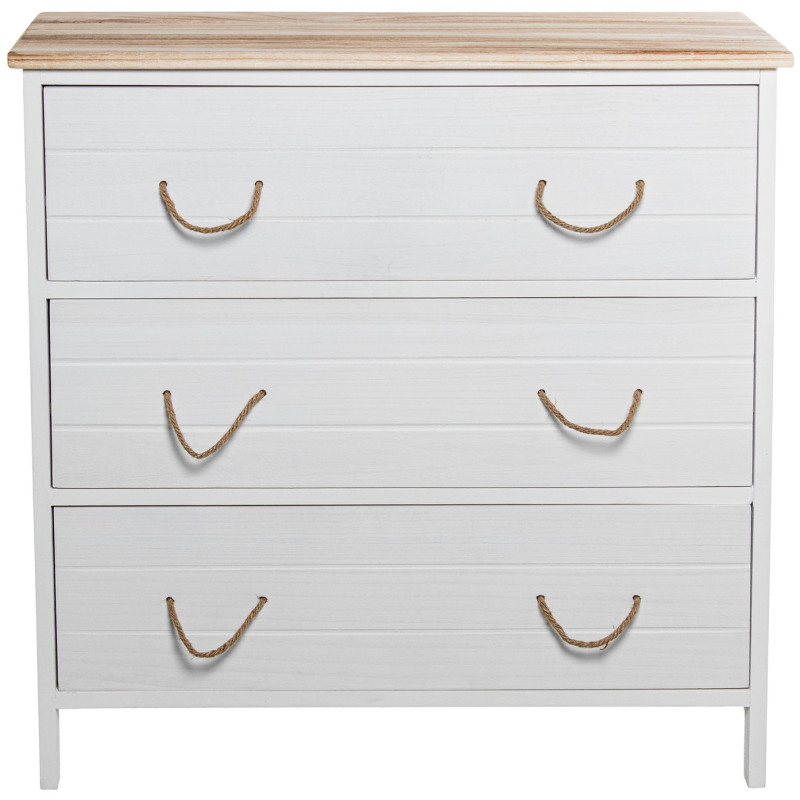 Commode blanc et bois 3 tiroirs Clairval