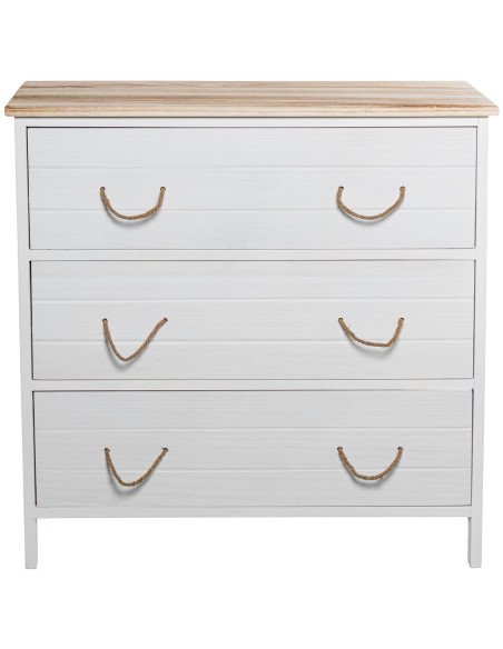 Commode blanc et bois 3 tiroirs Clairval