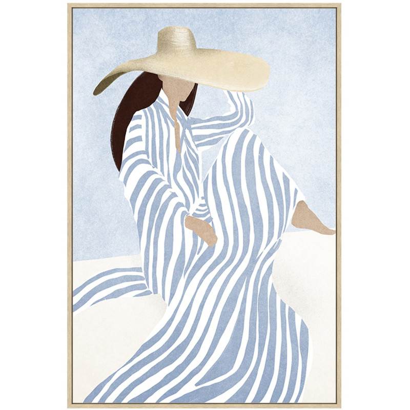 Toile peinte encadrée femme au...
