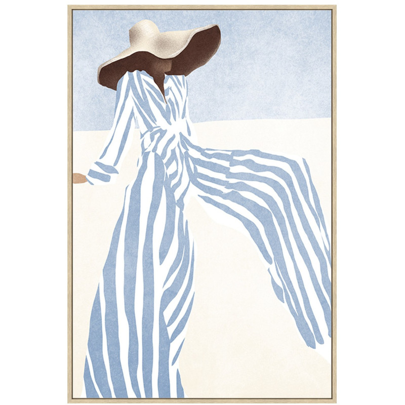 Toile peinte femme au chapeau cadre...