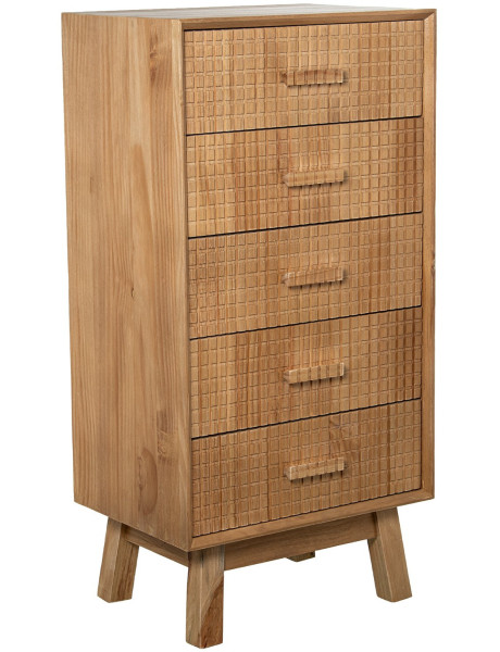 Chiffonnier bois naturel 5 tiroirs 50 x 35 x 100 cm Veyra