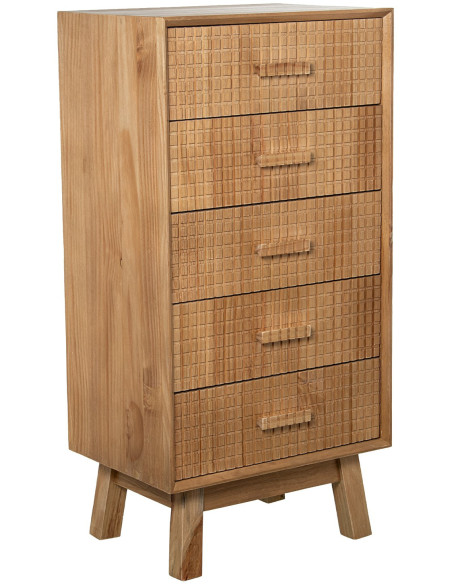 Chiffonnier bois naturel 5 tiroirs 50 x 35 x 100 cm Veyra