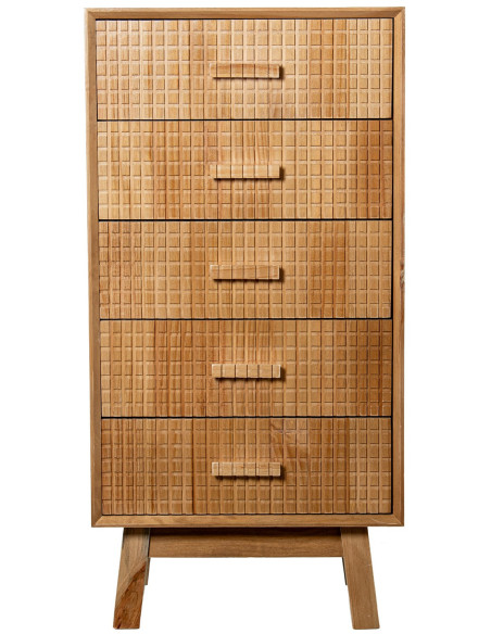 Chiffonnier bois naturel 5 tiroirs 50 x 35 x 100 cm Veyra