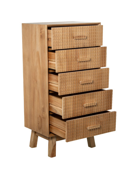 Chiffonnier bois naturel 5 tiroirs 50 x 35 x 100 cm Veyra